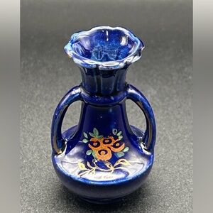 Miniature Cobalt Blue Floral Vase